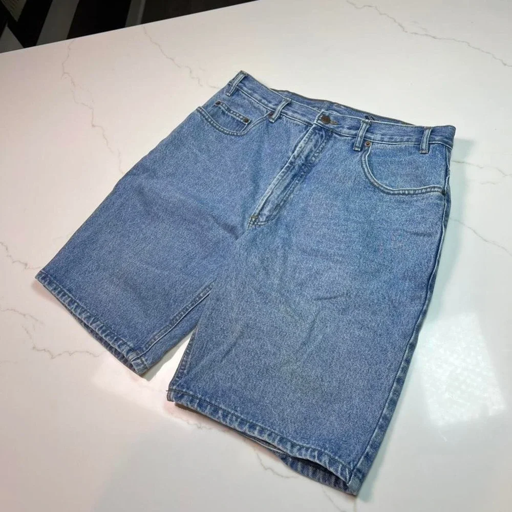 Route 66 Denim Shorts Mens Relaxed Fit Blue Jean Jorts Size 36 Medium Wash